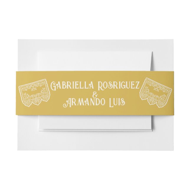 Mustard Yellow Modern Wedding Belly Band Invitation Belly Band (Front Example)