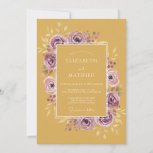 Mustard Yellow Moody Autumnal Wedding Invitation