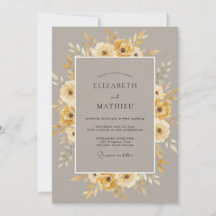 Mustard Yellow Muted Autumnal Wedding Invitation
