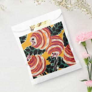 Mustard Yellow & Orange Art Deco Floral Decor Favour Bags