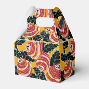 Mustard Yellow & Orange Art Deco Floral Decor Favour Box