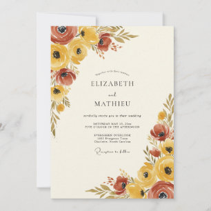 Mustard Yellow Painterly Rustic Wedding Invitation