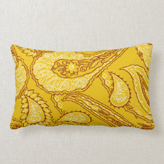 Mustard Yellow Paisley Print Summer Fun Girly Lumbar Cushion