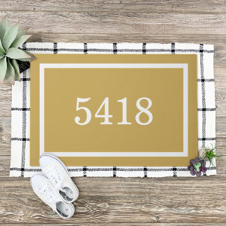Mustard Yellow Personalised Address Number Doormat