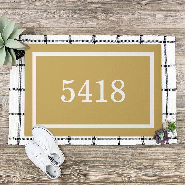 Mustard Yellow Personalised Address Number Doormat (Creator Uploaded)