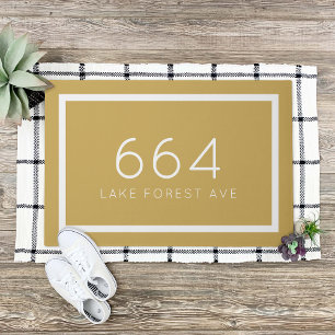 Mustard Yellow Personalised Address Number Doormat