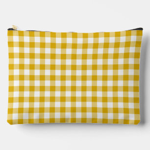 Mustard Yellow Plaid Gingham Retro Color Accessory Pouch