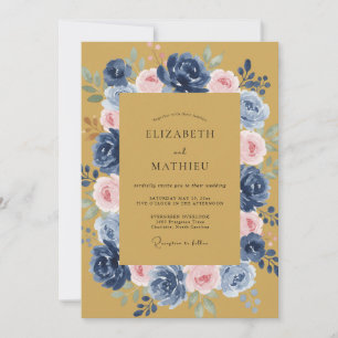 Mustard Yellow Radiant Floral Romance Wedding Invitation