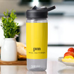 Mustard Yellow Simple Minimal Monogram and Name Water Bottle<br><div class="desc">Bold and bright with contemporary simplicity, this custom mustard yellow water bottle design has modern typography spelling out your monogram initials in black lower case type face with your name in all caps in a smaller font size placed below your monogram for a professional contemporary look. Take along this attractive...</div>