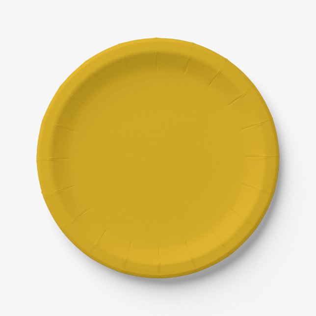 Mustard Yellow Solid Color  Paper Plate (Front)