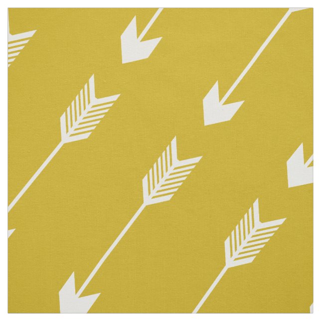 Mustard Yellow Tribal Arrows Pattern Fabric (Swatch)