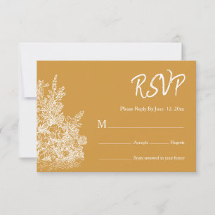 Mustard Yellow Vintage Ornate Frame Wedding RSVP Card