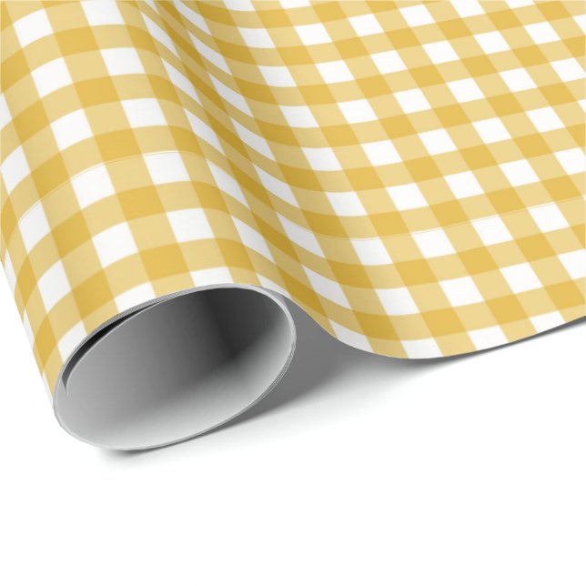 Mustard Yellow | White Gingham Wrapping Paper (Roll Corner)