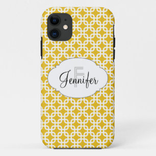Mustard Yellow & White Personalised iPhone 5 Case-Mate iPhone Case