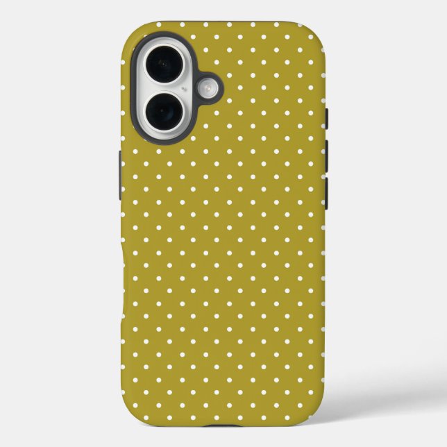  Mustard yellow white polka dots pattern  Case-Mate iPhone Case (Back)