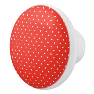 Mustard yellow white polka dots pattern Ceramic Knob