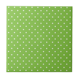 Mustard yellow white polka dots pattern Ceramic Tile