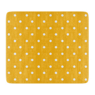 Mustard yellow white polka dots pattern Cutting Board