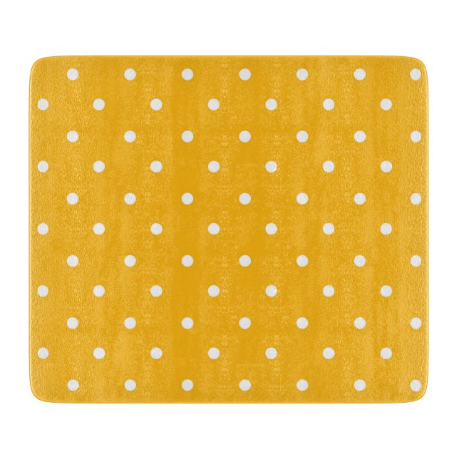 Mustard yellow white polka dots pattern  Cutting Board (Front)