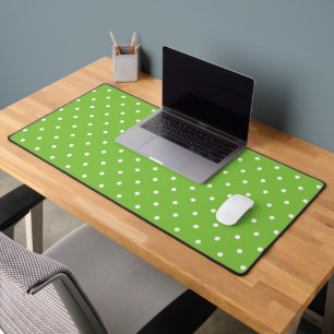 Mustard yellow white polka dots pattern  Desk Mat