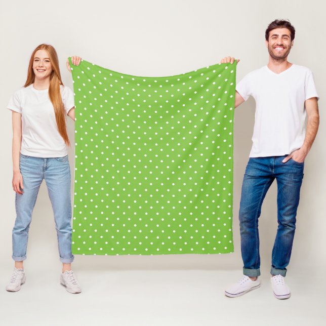 Mustard yellow white polka dots pattern  Fleece B Blanket (In Situ)