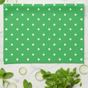 Mustard yellow white polka dots pattern Kitchen Tea Towel