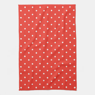 Mustard yellow white polka dots pattern Kitchen Tea Towel