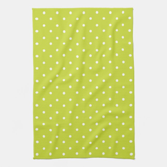 Mustard yellow white polka dots pattern  Kitchen Tea Towel (Vertical)