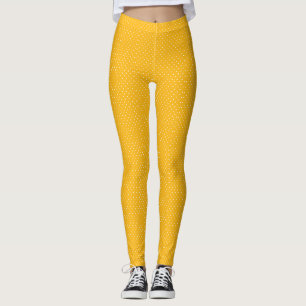Mustard yellow white polka dots pattern Leggings