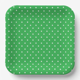Mustard yellow white polka dots pattern Paper Pl Plate