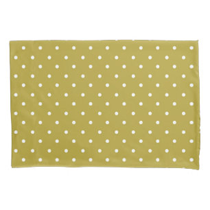  Mustard yellow white polka dots pattern  Pillowcase