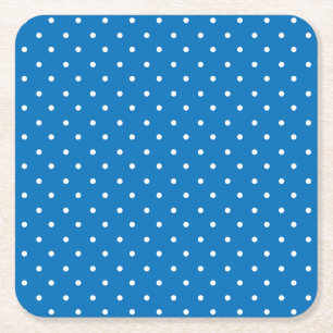 Mustard yellow white polka dots pattern Square P Paper Coaster