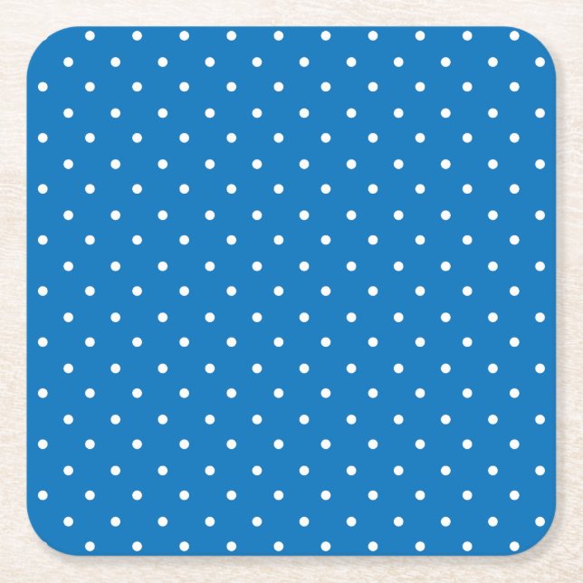 Mustard yellow white polka dots pattern  Square P Paper Coaster (Front)