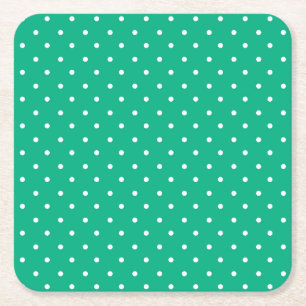 Mustard yellow white polka dots pattern Square P Paper Coaster