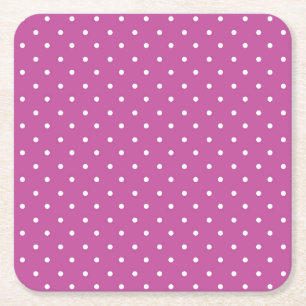 Mustard yellow white polka dots pattern Square P Paper Coaster