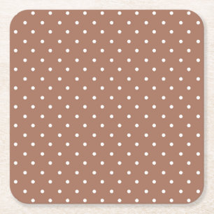 Mustard yellow white polka dots pattern Square P Paper Coaster