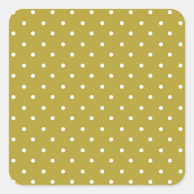  Mustard yellow white polka dots pattern  Square Sticker (Front)