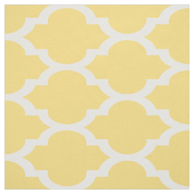 Mustard Yellow, Wht Moroccan Quatrefoil Pattern #4 Fabric (Swatch)