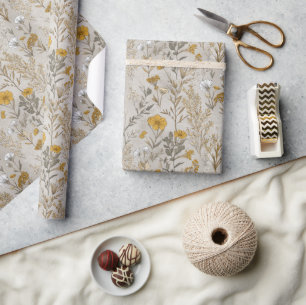Mustard Yellow Wildflower Wrapping Paper