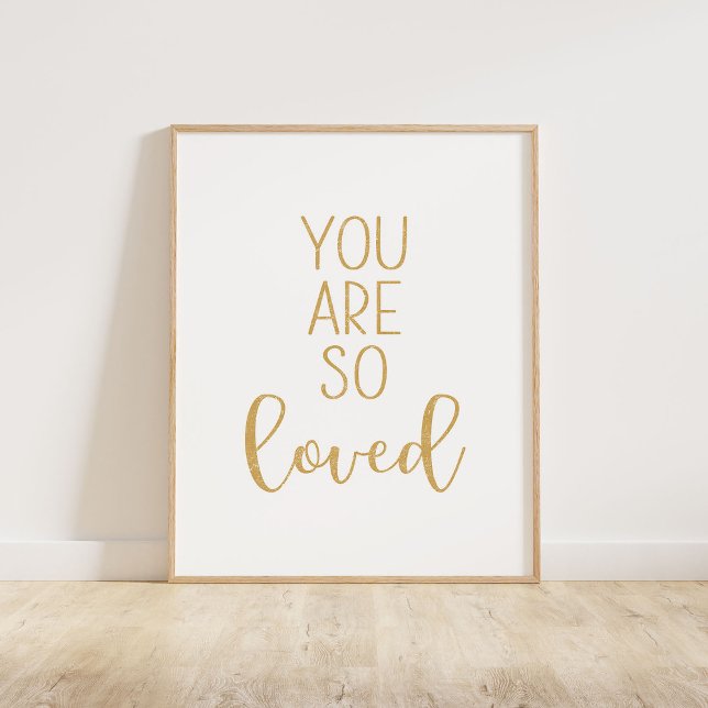 Mustard Yellow You Are So Loved Poster (You Are So Loved typography quote print in mustard yellow.)