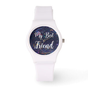 Muster blau mit buntem Konfetti Watch