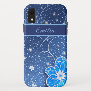 Muster blau weiß mit Blumen Case-Mate iPhone Case