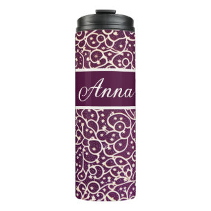 Muster Ornamente weinrot, weiß Thermal Tumbler
