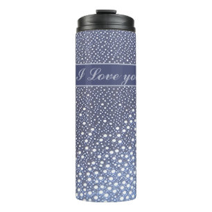 Muster punkte weiß grau blau thermal tumbler