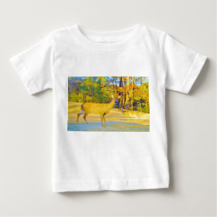 Musturd Coloured Deer with light blue Baby T-Shirt