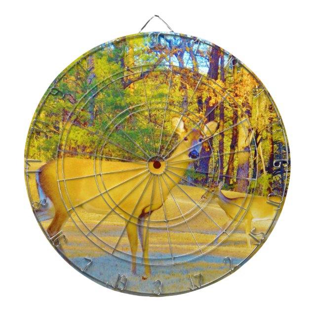Musturd Coloured Deer with light blue Dartboard (Front)