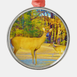 Musturd Coloured Deer with light blue Metal Tree Decoration
