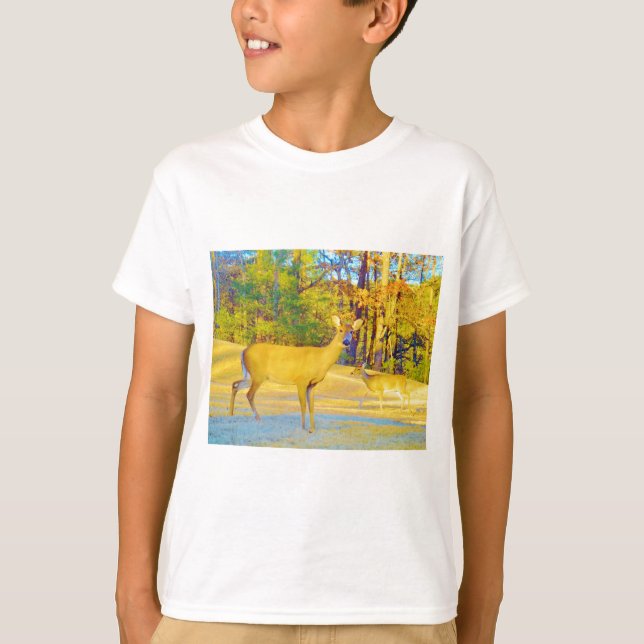 Musturd Coloured Deer with light blue T-Shirt (Front)