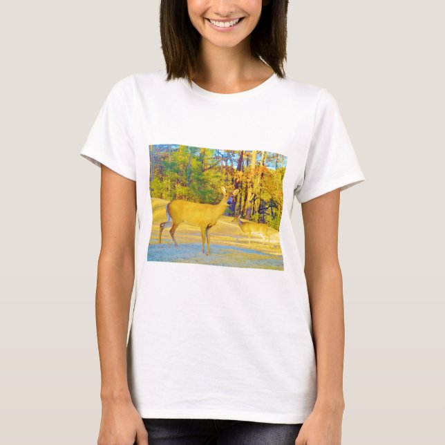 Musturd Coloured Deer with light blue T-Shirt (Front)