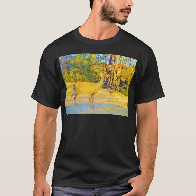 Musturd Coloured Deer with light blue T-Shirt (Front)